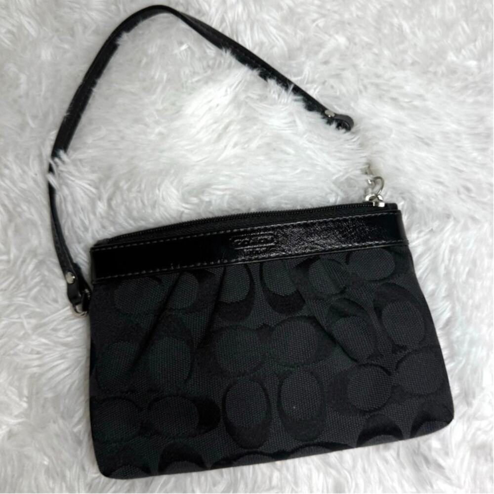 Coach Black Signature Canvas Wristlet